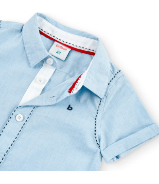 Boboli πουκάμισο μικρό αγόρι γαλάζιο κοντομάνικο