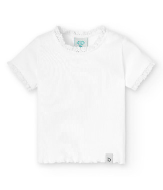 Boboli μπλούζα μικρό κορίτσι άσπρη basic ριμπ