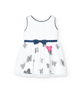 Boboli φόρεμα μικρό κορίτσι άσπρο μπλε πεταλούδες