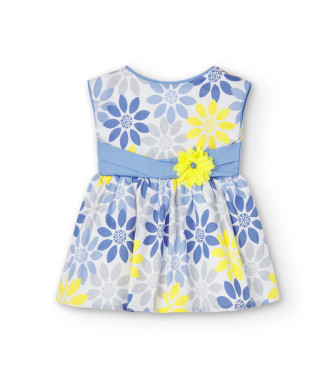 Boboli φόρεμα μικρό κορίτσι γαλάζιο κίτρινο φλοράλ