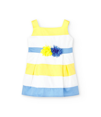 Boboli φόρεμα μικρό κορίτσι γαλάζιο κίτρινο ριγέ