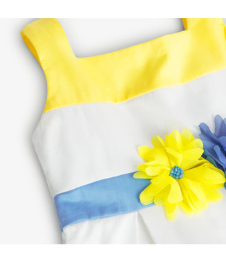 Boboli φόρεμα μικρό κορίτσι γαλάζιο κίτρινο ριγέ