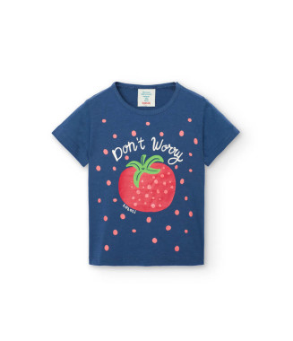 Boboli μπλούζα basic μικρό κορίτσι μπλε φράουλα
