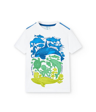 Boboli μπλούζα μεγάλο αγόρι άσπρη marine fishes
