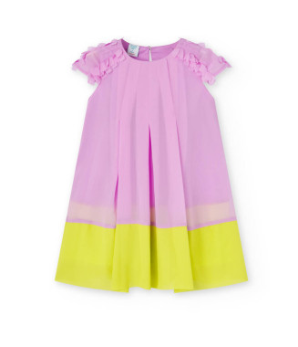 Boboli φόρεμα μεγάλο κορίτσι ροζ κίτρινο