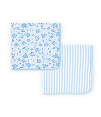 Boboli βρεφική κουβέρτα γαλάζια διπλής όψης