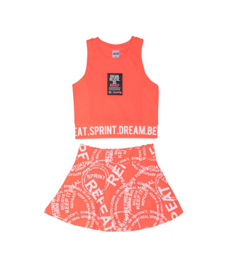 Sprint σετ φούστα-σορτς μεγάλο κορίτσι πορτοκαλί αμάνικο 