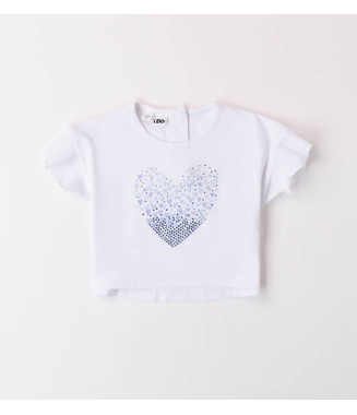 iDO μπλούζα μικρό κορίτσι άσπρη μπλε καρδιά